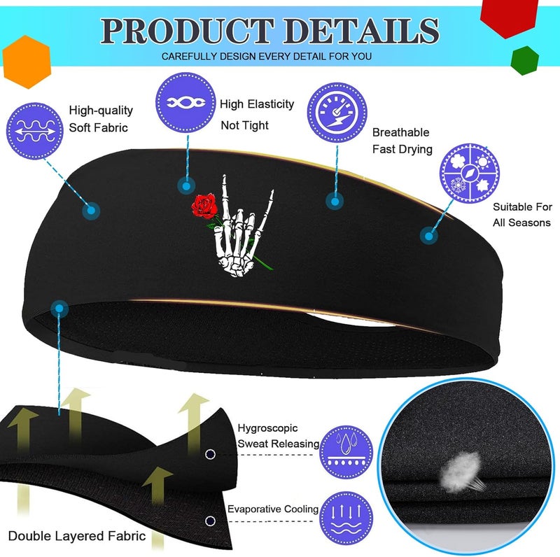 FACITE Headbands for Men Women 3pcs Sweat Bands Headbands Men Sweatbands Women - Image 2